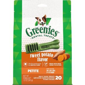 Greenies Petite Natural Dog Dental Treats, Sweet Potato Flavor, 36 oz. Pack (60 Treats)