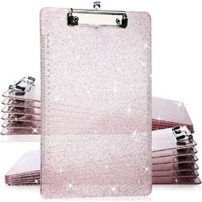 Glenmal 12 Pcs Glitter Clipboard Acrylic Clipboards Bulk Red Bling Plastic Clipboards A4 Letter Size 12.6 x 8.9 Clip Boards with Hangable Low Profile Clip Holds 100 Sheets for Desk Office Accessories