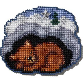 Mill Hill Hi-Bear-nating Beaded Counted Cross Stitch Ornament Kit 2024 Winter Holiday MH182436, 3" x 3", Multi