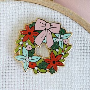 Caterpillar Cross Stitch Wreath Magntic Needle Minder - for Cross Stitch, Sewing, Embroidery and Needlework Accessories, Enamel