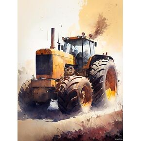 SLWYOUN Diamond Painting Kits for Adults, Tractor 5D DIY Diamond Art Kits Full Drill Diamond for Gift Wall Decor Gem Arts Car 12x16 inch