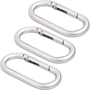 3 PCS Oval Spring Ring Clips, Light Gold Metal Keyring Purse Clip, Heavy Duty Opening O Ring Carabiner for Keychains, Buckle Clasp for Backpacks, Purse, Keys, Bag Strap (1.97 × 0.94 Inch)