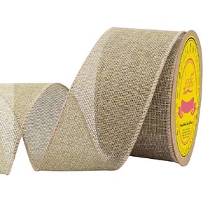 Natural Burlap Ribbon 1 Inch x 20 Yard Natural Wired Ribbon for Christmas Tree Gift Wrapping Wedding Crafts Burlap Wired Ribbon for Wreath Bow Outdoor Decor