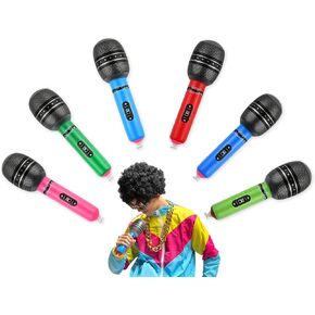 DS. DISTINCTIVE STYLE Inflatable Microphones 6 Pieces 10-Inch Blow up Microphones 80s 90s Party Favors Performace Photo Props Random Colors
