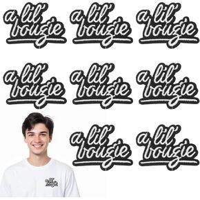 8Pcs A Lil' Bougie Iron Patches, Sew On Embroidered Patches Embroidered Jean Patches Punk Funny Embroidered Badge Iron for Clothes Bags Hats T-Shirts Jeans Jackets DIY Accessory
