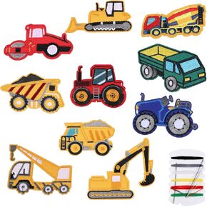 Lusofie 10 Pcs Iron On Patches Cute Cartoon Engineering Vehicle Embroidered Patches Trucker Hat Patches for DIY Accessories Hats Jackets Bags Jeans.