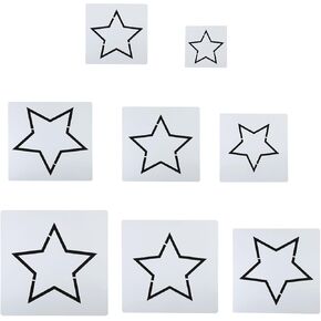 PATIKIL Star Painting Stencils, 8 Pack Paint Stencils Reusable Painting Template Stencil for Drawing on Wood Fabric Glass Wall Style 3, White