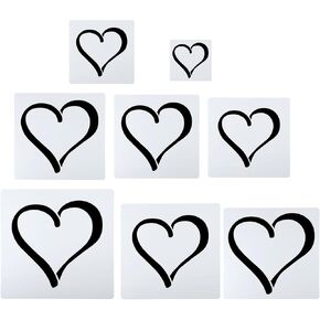PATIKIL Heart Painting Stencils, 8 Pack Paint Stencils Reusable Painting Template Stencil for Drawing on Wood Fabric Glass Wall Style 2, White