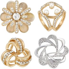 kilofly 4pc Women's Elegant Faux Pearl Crystal Rhinestone Scarf Ring Buckle Clip in Kuwait