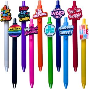 YJ PREMIUMS Motivational Ballpoint Pens, 10-Pack with Inspirational Quotes Construction, Versatile and Practical, Durable and Long-Lasting, Thoughtful Gift