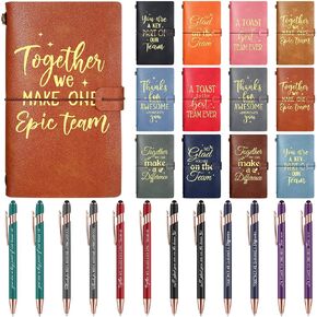 Qilery 24 Pcs Employee Appreciation Gifts Team 12 Pcs Leather Journals 12 Pcs Ballpoint Pens Motivational Hardcover Executive Notebooks Stylus Ink Pens for Teacher Students Coworker, Multicolor in Saudi Arabia