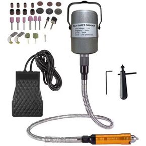 VOTOER 1200W Flex Shaft Grinder Rotary Tool Electric Hanging Carver, Forward and Reverse Rotation, Metalworking Jewelry Repair Kit, Foot Pedal Control, Metal Flexible Shaft, with Spare Inner Shaft