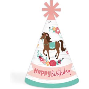 Big Dot of Happiness Run Wild Horses - قبعات مخروطية لحفلات عيد الميلاد السعيدة للأطفال والكبار - مجموعة من 8 قطع (الحجم القياسي)