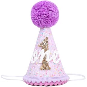 Purple Sparkle 1st Birthday Hat,Girls First Birthday Hat , Primary Colors Purple Glitter Party Hat,Sprinkles Birthday Hat,Little Princess Sweet One Birthday Photo Props,Sweet One Birthday Decorations