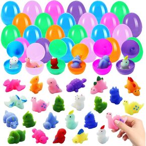 24 Pack Prefilled Easter Eggs with Easter Squishy Toys for Kids, Basket Stuffers,Filled Egg Hunt, Party Favors, Gifts Classroom Prize
