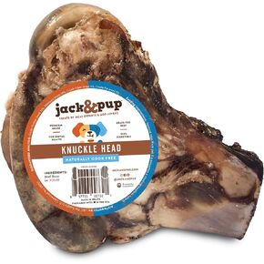 Jack&Pup Knuckle Dog Bones for Aggressive Chewers | Roasted Beef Dog Bones for Large Dogs | Large Meaty Dog Treats - All Natural Gourmet Dog Treat Chews (4 Pack)