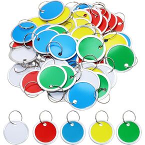 ONLYKXY 50pcs Blank Labeling Tags Round Name Brand Shipping Tags with Ring Metal Rim Price Tag for Pricing Gift Jewelry Clothing Yard Sale Garage Supplies Marking Label Hang Tag (White, 1.22inch)