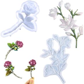 2 Pcs Rose Flower Silicone Molds 3D Nonstick Silicone Jumbo Floral Resin Molds for Sugarcraft Cake Decoration, Cupcake Topper, Polymer Clay, Candy, Chocolate, Soap Wax Making Crafting Projects