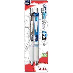 Pentel Pearl Deluxe RTX Liquid Gel Pen, 0.5mm, Fine Line, Needle Tip (BLN75WBP2C)