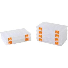 BangQiao 6 Pack Fixed 15 Grids Clear Plastic Storage Box, Transparent Organizer Container Case for Small Parts, Bead, Button, Jewelry, Diamond, Craft Supplies, Sewing Kit, DIY Accessories