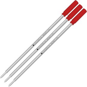 Lanier Combo Pack - 3 Pack - Monteverde® Soft Roll™ Ballpoint C13 Paste Ink Refill Compatible with Most Cross® Style Ballpoint Pens - Red (Medium Tip 0.7mm)
