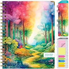 HARDCOVER Academic Year 2024-2025 Planner: (June 2024 Through July 2025) 8.5"x11" Daily Weekly Monthly Planner Yearly Agenda. Bookmark, Pocket Folder and Sticky Note Set (Rainbow Trail)