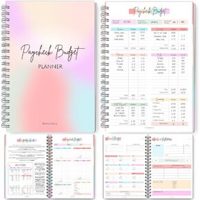 Paycheck Budget Planner - Undated Financial Organizer for Weekly, Bi-Weekly, and Monthly Budgeting and Expense Tracking | A5 Rainbow