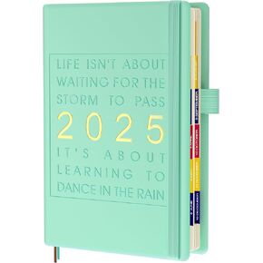 2025 Planner Weekly and Monthly - Hourly Schedule Daily Planner - To Do List Planner with Monthly Tabs and Pen Loop - 100 GSM Paper - Hardcover - Faux Leather - 5.7" x 8.3" - Light Blue