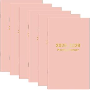 6 Pack Pocket Calendar 2025-2026 for Purse, 3.5 x 6 Inch Pocket Planner Small Monthly Calendar from Jan 2025 to Dec 2026 for Women Men New Year Gifts(Pink)
