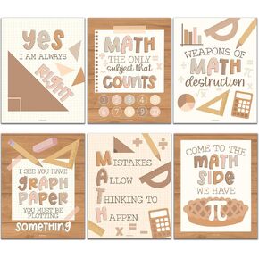 6 Boho Math Posters For Elementary School - Middle School Math Posters For Middle School, Math Posters For High School, Math Classroom Must Haves, Math Classroom Decor, Math Bulletin Board Sets