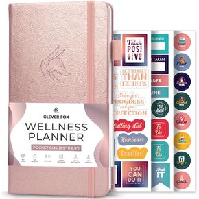 Clever Fox Wellness Planner - Weekly & Daily Health and Wellness Log, Food Journal & Meal Planner Diary for Calorie Counting, Notebook for Medical Condition Tracking – Pocket Size (Rose Gold)