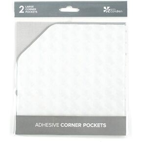 Adhesive Clear Corner Storage Pockets. Set of 2, Large 6" x 6". Adds Extra Storage Space to Folders, Notebooks, and Journals. Cuttable Sticky Peel and Stick.