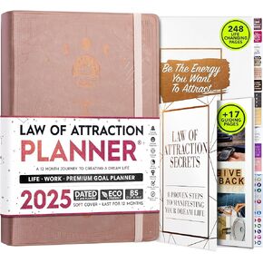 Law of Attraction Planner 2025 - Weekly and Monthly Planner, 12 Month Journey to Increase Productivity & Enhance Organization | Life Organizer, Gratitude Journal, Hourly Planner, To Do List | 2025 Planner - Vision Board, Gift Box & Planner Stickers