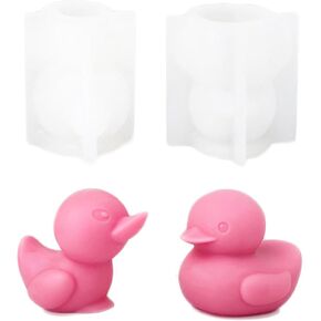 2Pcs 3D Duck Candle Molds Cute Duck Silicone Mold for Fondant, Chocolate, Epoxy Resin, Soy Wax Candle, Soap, Plaster Ornament, DIY Crafts