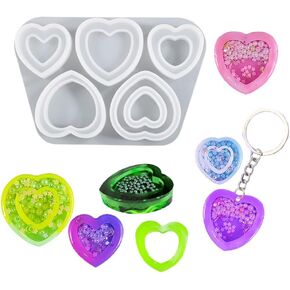 FineInno Heart Shaker Resin Molds,Hollow Heart Epoxy Resin Molds,Jewelry Molds for Epoxy Resin DIY Quicksand Pendant, Necklace,Craft Making