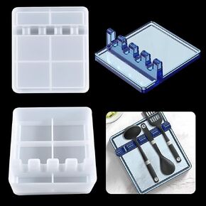 Rolin Roly Spoon Storage Resin Mold Holder Epoxy Mould Multiple Utensil Rest Silicone Molds Kitchenware Organizer Casting Moulds for Kitchen Home Decoration (spoon storage rack mold)