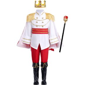 FYMNSI Kids Boys King Prince Charming Costume Halloween Christmas Outfits Storybook Royal Medieval Knight Cosplay Dress Up
