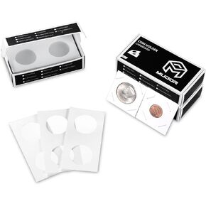 MUDOR 400 Pack Upgraded Premium Coin Flips, 8 Assorted Cardboard Coin Holder fits Dime,Cent, Nickel,Quarter,Small Dollar, Half Dollar, Big Dollar, Mylar Coin Flips 2x2, Paper Coin Holders