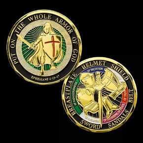 Put on The Whole Armor of God Challenge Coin Prayer Coin