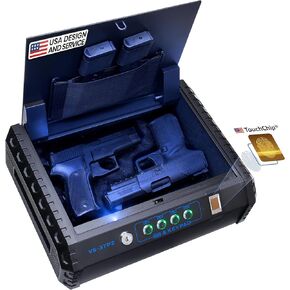 Viking Security Safe VS-37PZ اثنين من الأسلحة الآمنة مع بصمة الإصبع المعتمدة من مكتب التحقيقات الفيدرالي (FBI) مستشعر آمن بيومتري ولوحة مفاتيح 2 مسدس سعة مسدس آمن الوصول السريع مسدس آمن مسدس صغير آمن 2 مسدس آمن