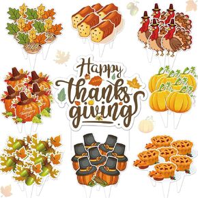 73pcs Thanksgiving Cupcake Toppers Fall Cake Topper Turkey Pumpkin Food Picks For Thanksgiving Day Cake Decorations Fall Themed Party Supplies