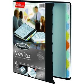 Wilson Jones 55095 View-Tab Presentation Round Ring View Binder w/Tabs, 1" Cap, Black