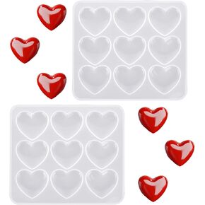 Bewudy 2 Pcs Heart Shape Resin Molds, Heart Shape Epoxy Mold Silicone Mold, Heart-Shaped Casting Jewelry Mold, Keychain Charms Mold Heart Silicone Mould for Jewelry Making Keychain Crafting Project