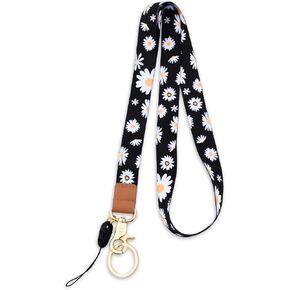 Neck Lanyard, Fashion Daisy Key Lanyard Durable Neck Lanyard Strap with Key Ring and Clasp for ID Badge Student ID and Wallet