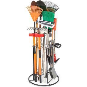Garden Tool Organizer, Garden Tool Storage on Wheels, Tool Tower Garage Storage, Long Handle Tool Storage for Shed, Garage, Garden Steel, Black