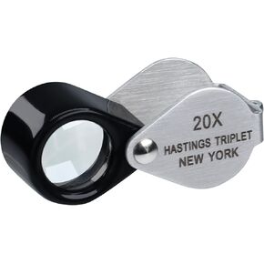 Hasting 20x Jeweler Loupe Triplet Loop Magnifier Mini Optical Glass Magnification Gem Tool, Stamp and Coin Collector, Watch Circuit Board Repair
