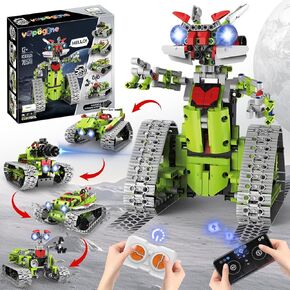 5 in 1 STEM Robot Building Kit, APP & Remote Control Robotics Building Toys, 705 Pcs DIY Building Robot/RC Car/Tank with Light, Building Toy Gifts for Boys Girls Kids 8-16 Science Learning