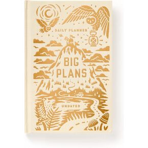 Brass Monkey Big Plans – Undated Standard Planner Vintage Library Book Inspired with Embossed Gold Foil Artwork Cloth Cover