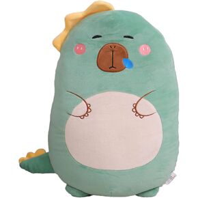 Capybara Plush Toy Pillow, Cute Capybara Stuffed Animals, Squishy Capybara Plushie Hugging Pillow, Super Soft Guinea Pig Plush Toy Gifts for Kids(Dinosaur Capybara)