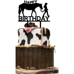 Cowgirl Happy Birthday Cake Topper Western Cowgirl Themed Cake Decoration Horse Cake Toppers for Girls Women Cowgirls Happy Birthday Party Cake Decorations